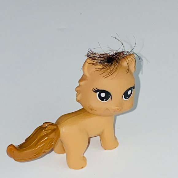 Polly Pocket Toy Pet Animal Figure Brown Faux Hair on Head Kids Pretend Play - Picture 2 of 6